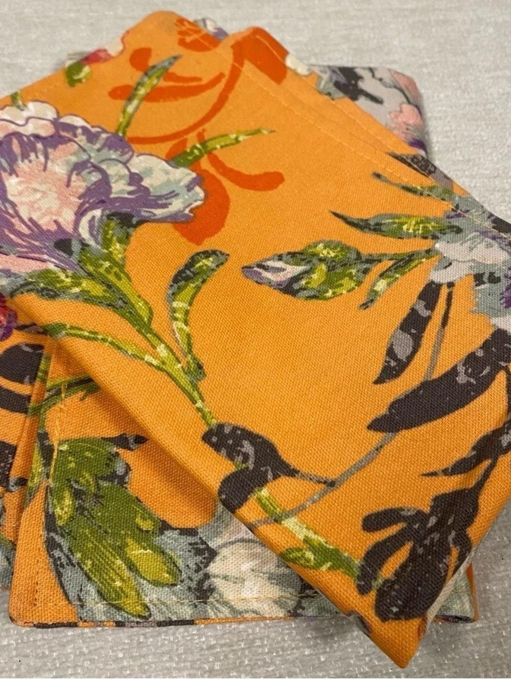 World Market Floral Placemats - 2 Piece Orange, Purple, Pink, Blue two sided